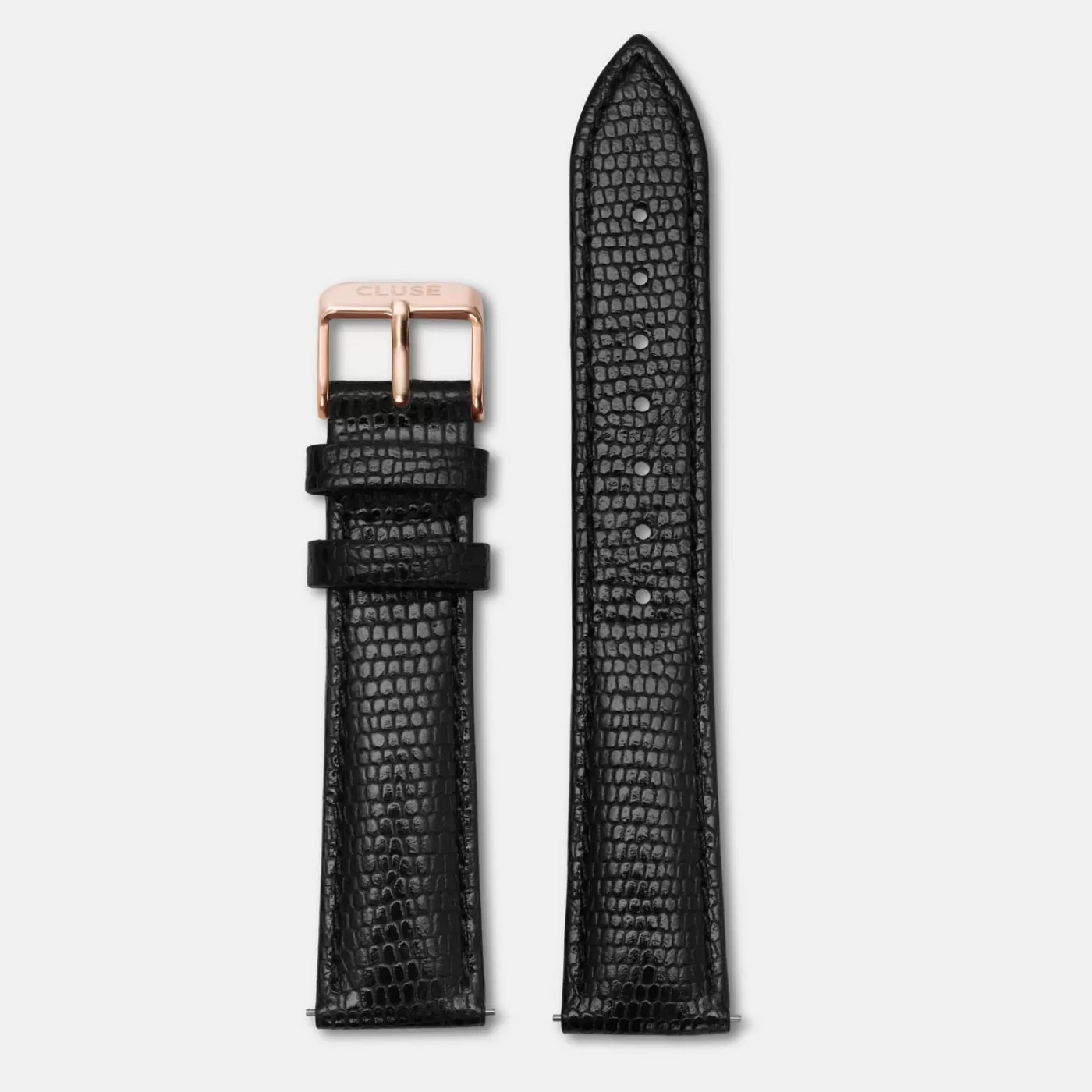 Strap 18 mm Leather Black Lizard, Rose Gold Colour>CLUSE Clearance