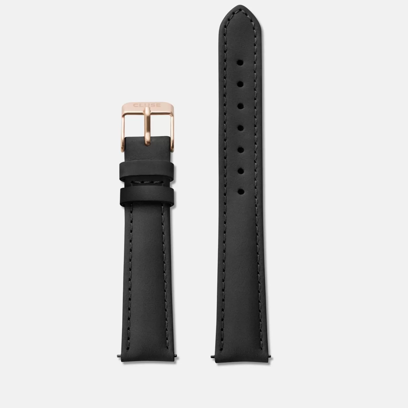 Strap 16 mm Leather Black, Rose Gold Colour>CLUSE Store