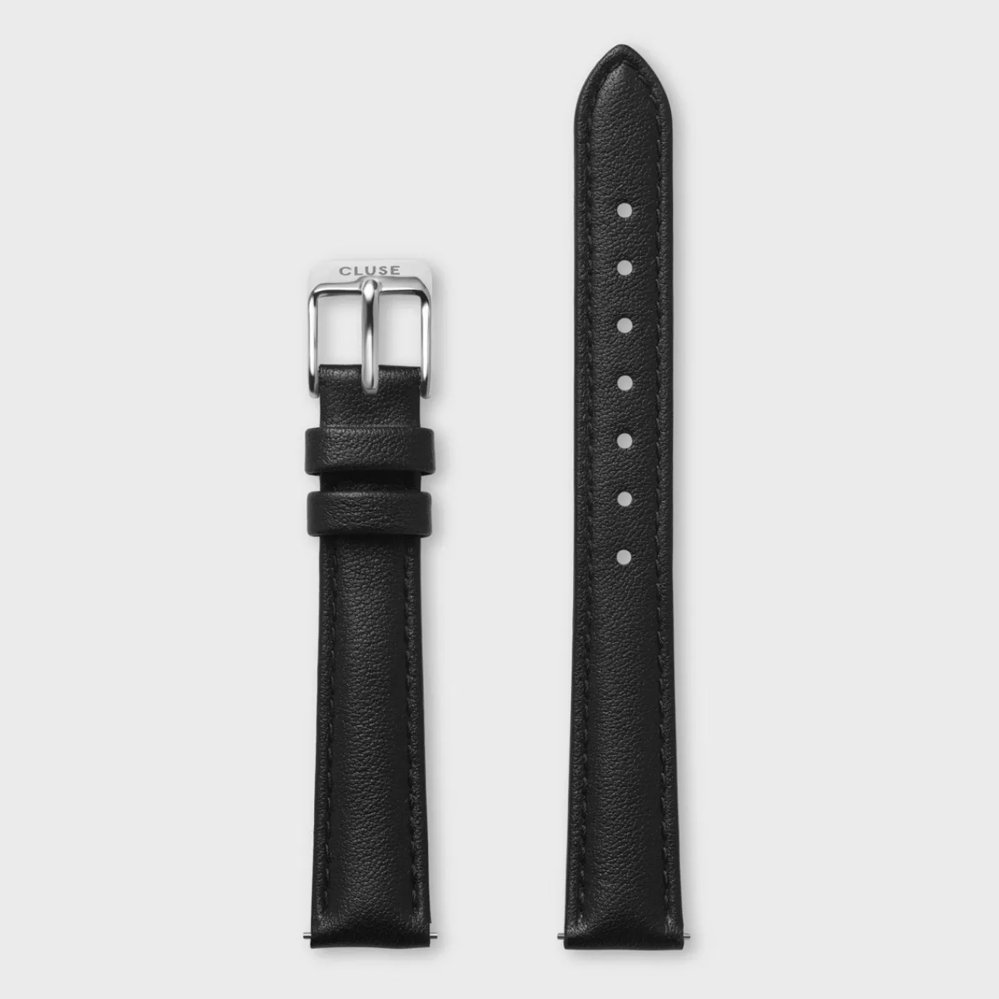 Strap 14 mm Leather Black, Silver Colour>CLUSE Online