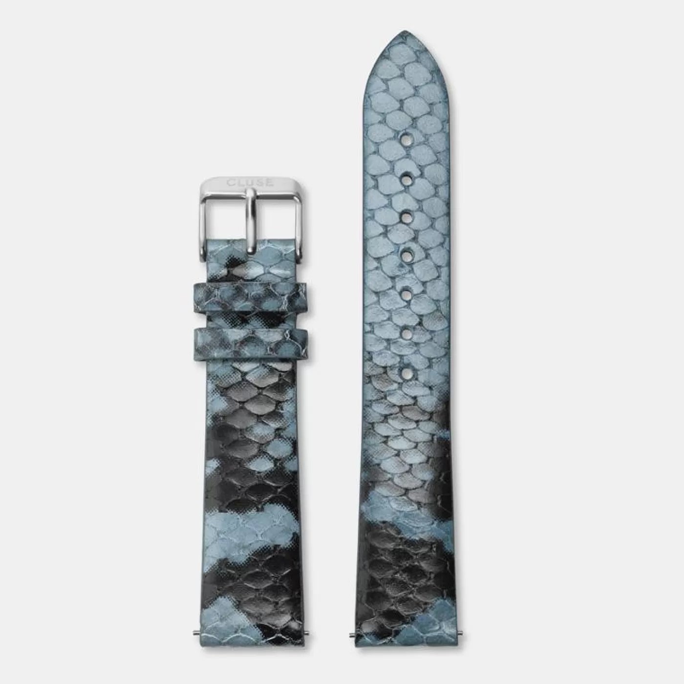 Strap 16 mm Leather Blue Python, Silver Colour>CLUSE Shop