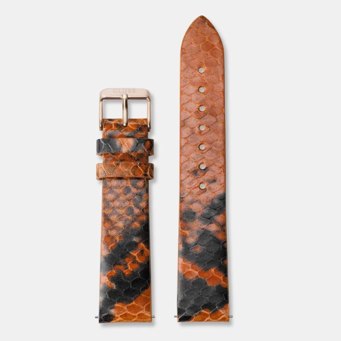 Strap 16 mm Leather Orange Python, Rose Gold Colour>CLUSE Fashion