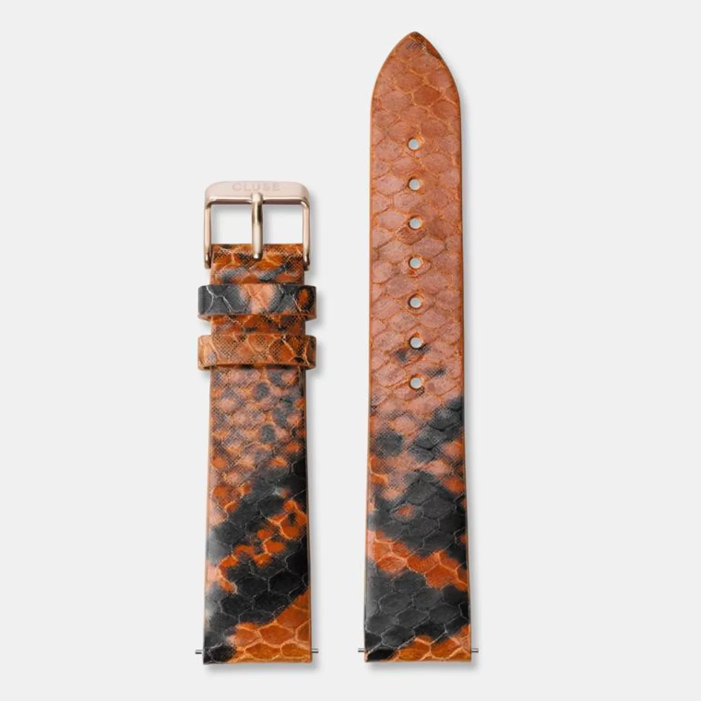 Strap 18 mm Leather Orange Python, Rose Gold Colour>CLUSE Flash Sale