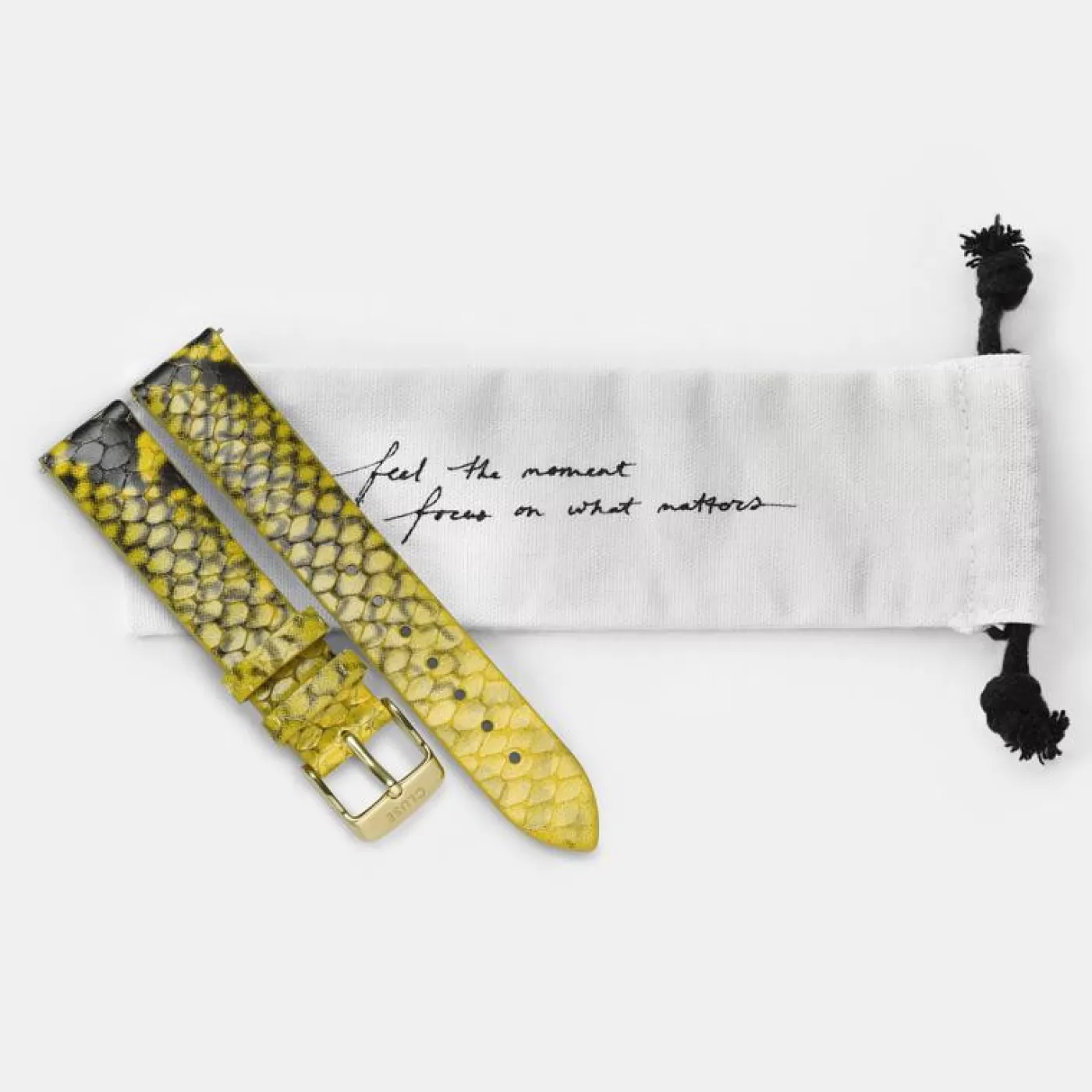 Strap 18 mm Leather Yellow Python, Gold Colour>CLUSE Clearance