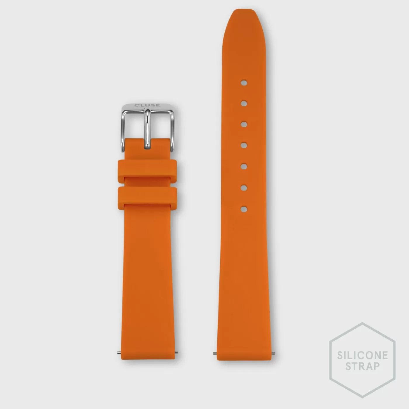 Strap 16 mm Silicone Orange, Silver Colour>CLUSE Online