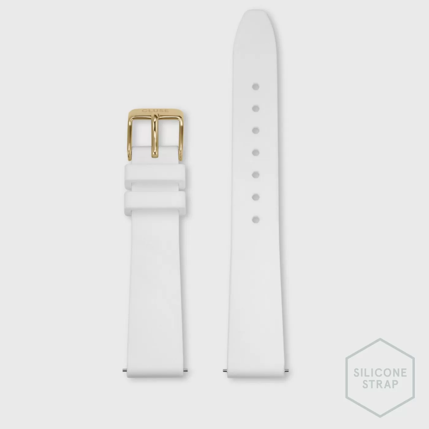 Strap 16 mm Silicone White, Gold Colour>CLUSE Sale