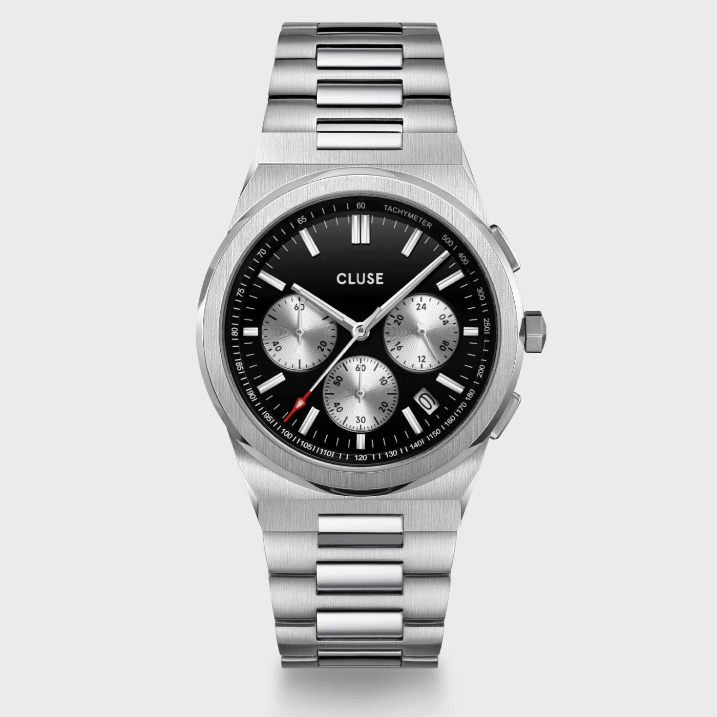 Vigoureux Chrono Steel Black and Silver, Silver Colour>CLUSE Hot