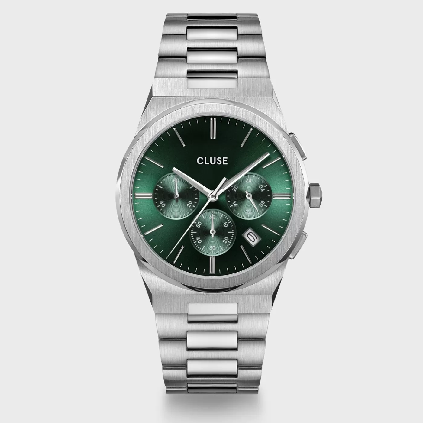 Vigoureux Chrono Steel Green, Silver Colour>CLUSE Fashion