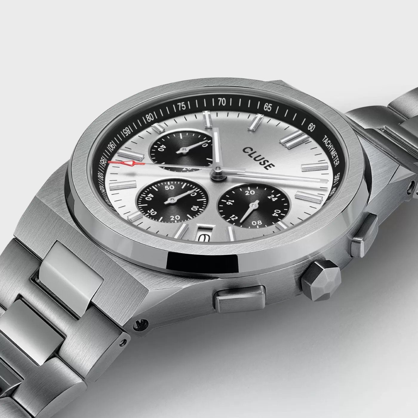 Vigoureux Chrono Steel Silver and Black, Silver Colour>CLUSE Outlet