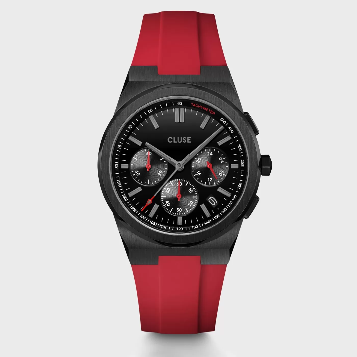 Vigoureux Chrono Watch Silicone Red, Black Colour>CLUSE Sale