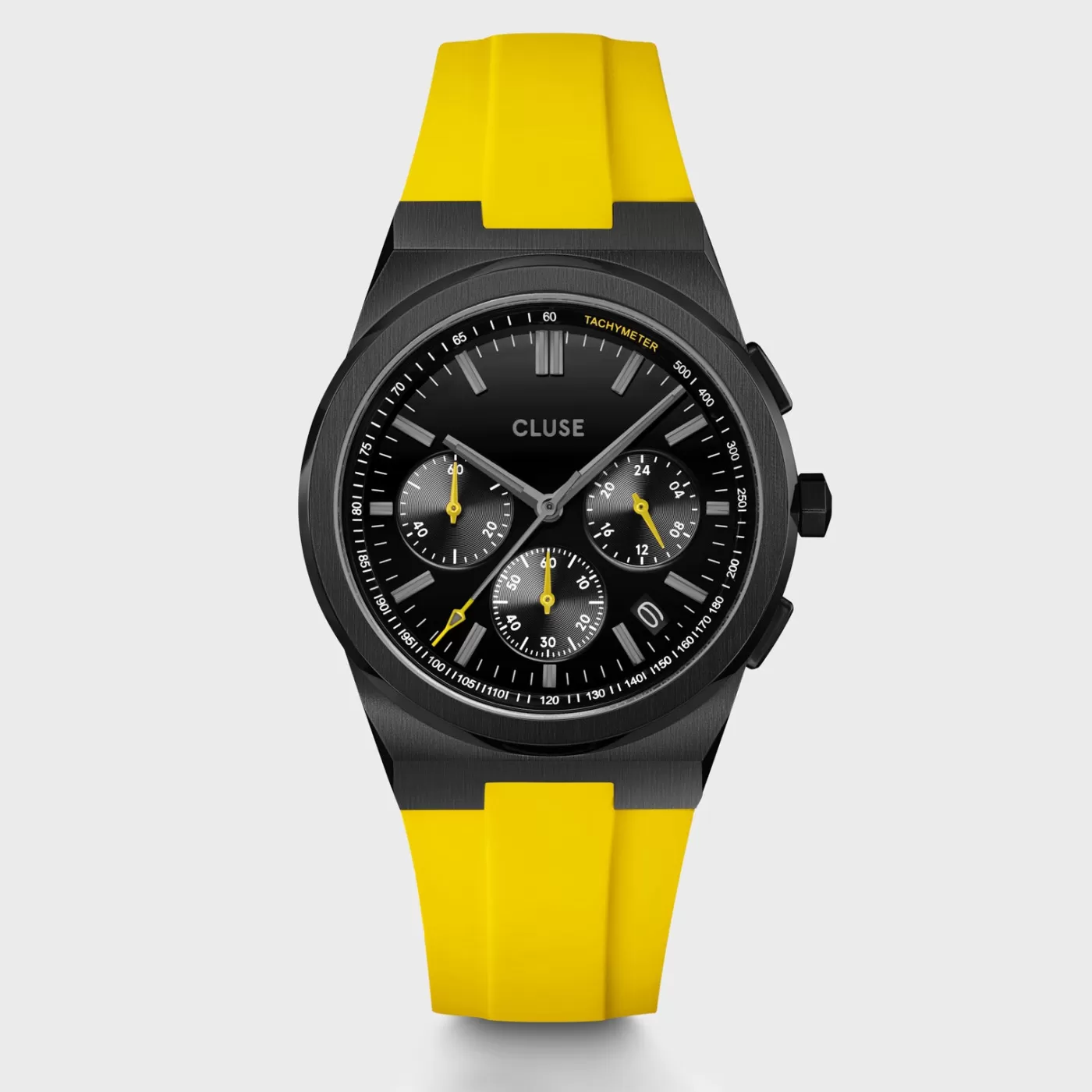 Vigoureux Chrono Watch Silicone Yellow, Black Colour>CLUSE Cheap